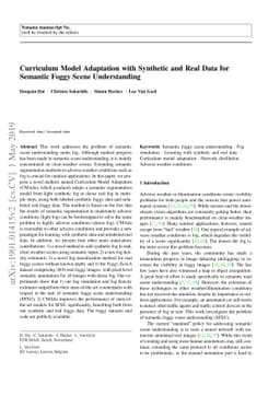 Curriculum Model Adaptation with Synthetic and Real Data for Semantic
  Foggy Scene Understanding