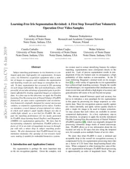 Learning-Free Iris Segmentation Revisited: A First Step Toward Fast
  Volumetric Operation Over Video Samples