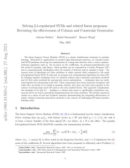 Solving L1-regularized SVMs and related linear programs: Revisiting the
  effectiveness of Column and Constraint Generation