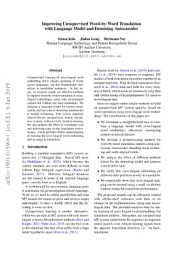 Improving Unsupervised Word-by-Word Translation with Language Model and
  Denoising Autoencoder