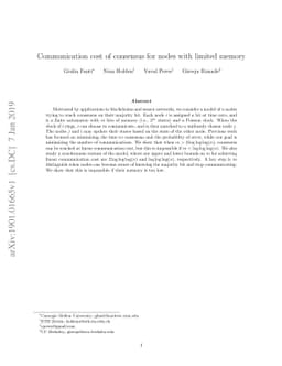 Communication cost of consensus for nodes with limited memory