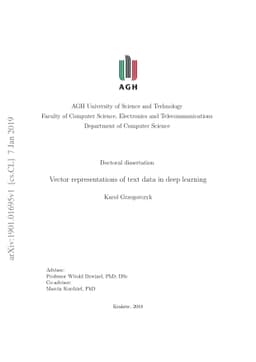 Vector representations of text data in deep learning