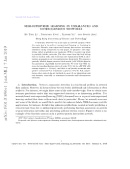 Semi-supervised learning in unbalanced and heterogeneous networks