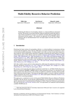 Multi-Fidelity Recursive Behavior Prediction