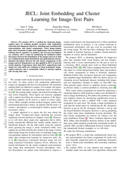 JECL: Joint Embedding and Cluster Learning for Image-Text Pairs