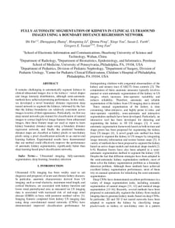 Fully-automatic segmentation of kidneys in clinical ultrasound images
  using a boundary distance regression network