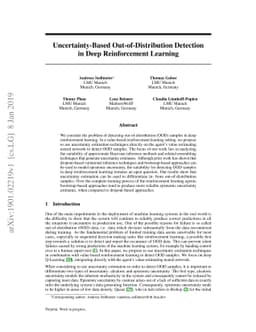 Uncertainty-Based Out-of-Distribution Detection in Deep Reinforcement
  Learning