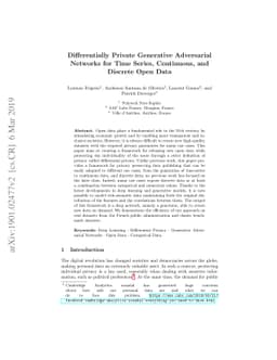 Differentially Private Generative Adversarial Networks for Time Series,
  Continuous, and Discrete Open Data