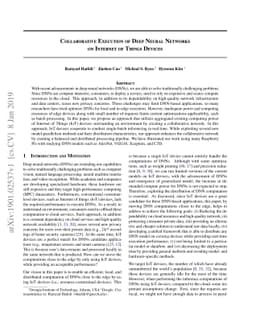 Collaborative Execution of Deep Neural Networks on Internet of Things
  Devices