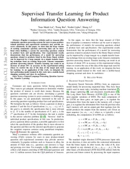 Supervised Transfer Learning for Product Information Question Answering