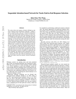 Sequential Attention-based Network for Noetic End-to-End Response
  Selection