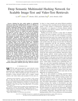 Deep Semantic Multimodal Hashing Network for Scalable Image-Text and
  Video-Text Retrievals