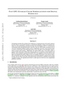 Fast GPU-Enabled Color Normalization for Digital Pathology