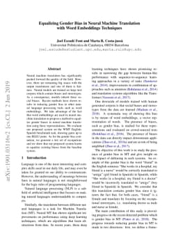 Equalizing Gender Biases in Neural Machine Translation with Word
  Embeddings Techniques