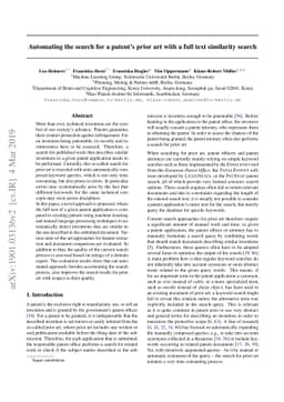 Automating the search for a patent's prior art with a full text
  similarity search