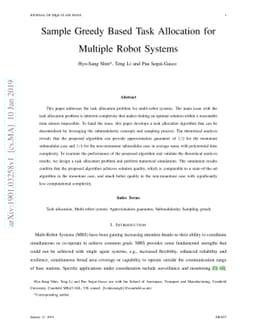 Sample Greedy Based Task Allocation for Multiple Robot Systems
