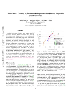 RetinaMask: Learning to predict masks improves state-of-the-art
  single-shot detection for free