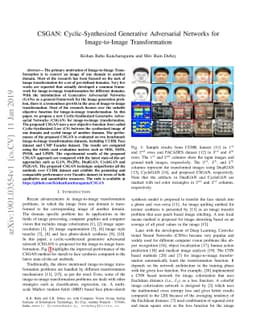 CSGAN: Cyclic-Synthesized Generative Adversarial Networks for
  Image-to-Image Transformation