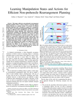Learning Manipulation States and Actions for Efficient Non-prehensile
  Rearrangement Planning