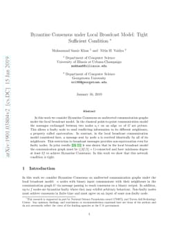 Byzantine Consensus under Local Broadcast Model: Tight Sufficient
  Condition