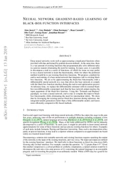 Neural network gradient-based learning of black-box function interfaces