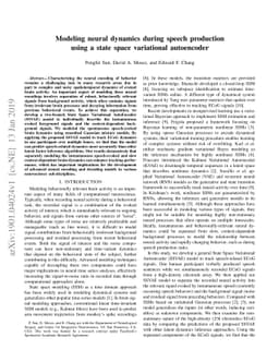 Modeling neural dynamics during speech production using a state space
  variational autoencoder