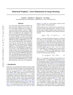 Multi-band Weighted $l_p$ Norm Minimization for Image Denoising