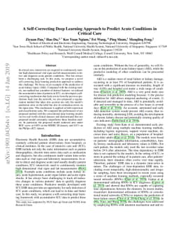 A Self-Correcting Deep Learning Approach to Predict Acute Conditions in
  Critical Care