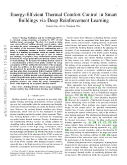 Energy-Efficient Thermal Comfort Control in Smart Buildings via Deep
  Reinforcement Learning