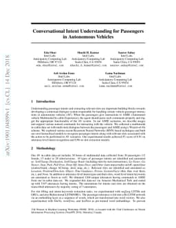 Conversational Intent Understanding for Passengers in Autonomous
  Vehicles
