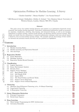 Optimization Problems for Machine Learning: A Survey