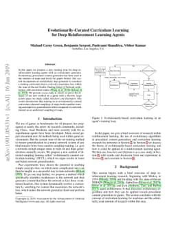 Evolutionarily-Curated Curriculum Learning for Deep Reinforcement
  Learning Agents