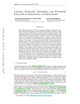 Lagging Inference Networks and Posterior Collapse in Variational
  Autoencoders