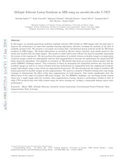 Multiple Sclerosis Lesion Synthesis in MRI using an encoder-decoder
  U-NET
