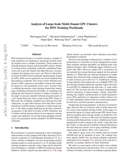 Analysis of Large-Scale Multi-Tenant GPU Clusters for DNN Training
  Workloads