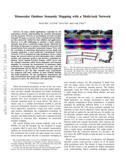 Monocular Outdoor Semantic Mapping with a Multi-task Network