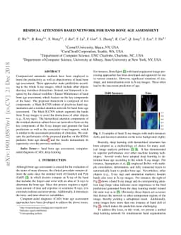 Residual Attention based Network for Hand Bone Age Assessment