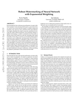 Robust Watermarking of Neural Network with Exponential Weighting