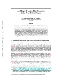 Avoiding a Tragedy of the Commons in the Peer Review Process