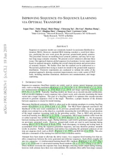 Improving Sequence-to-Sequence Learning via Optimal Transport