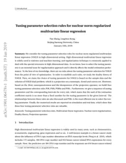 Tuning parameter selection rules for nuclear norm regularized
  multivariate linear regression