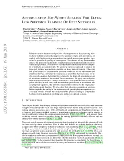 Accumulation Bit-Width Scaling For Ultra-Low Precision Training Of Deep
  Networks