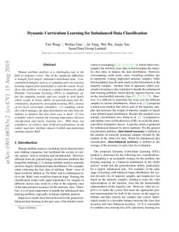 Dynamic Curriculum Learning for Imbalanced Data Classification