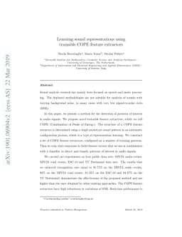 Learning sound representations using trainable COPE feature extractors