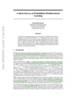 A Short Survey on Probabilistic Reinforcement Learning