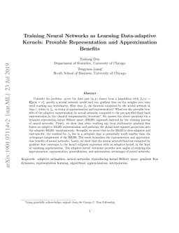 Training Neural Networks as Learning Data-adaptive Kernels: Provable
  Representation and Approximation Benefits