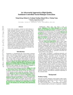 An Adversarial Approach to High-Quality, Sentiment-Controlled Neural
  Dialogue Generation