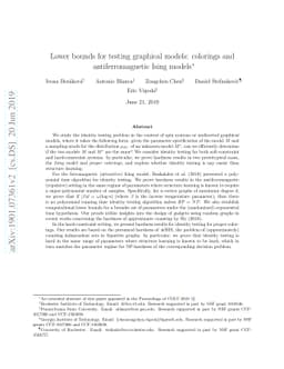 Lower bounds for testing graphical models: colorings and
  antiferromagnetic Ising models