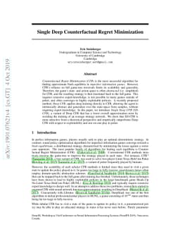 Single Deep Counterfactual Regret Minimization