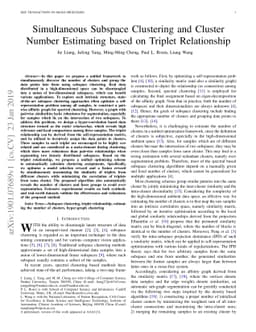 Simultaneous Subspace Clustering and Cluster Number Estimating based on
  Triplet Relationship